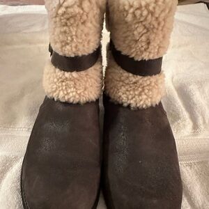 UGG Chocolate Suede Boots with Cream Shearling